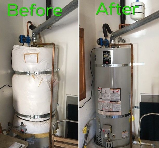 Before and after water heater replacement picture